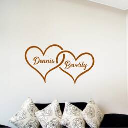 Personalized Two Hearts Vinyl Wall Decal Custom Names Sign - thumbnail 2