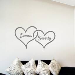 Personalized Two Hearts Vinyl Wall Decal Custom Names Sign - thumbnail 3