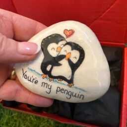 Anniversary Penguin Pebble Gift, Hand-Painted Keepsake - thumbnail 4