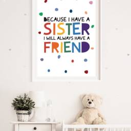 Sister Prints, Bedroom Big Sis, Lil Girls Sibling Wall Art, Twin Decor, Playroom Prints - thumbnail 2