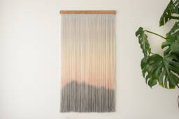 Mountain Tapestry, Wall Hanging. Fiber Art, Sunset Dip Dye Macrame