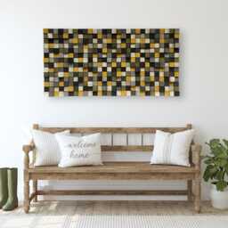 Reclaimed Wood Geometric Wall Art - Hand-Painted Mosaic - thumbnail 3