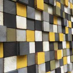 Reclaimed Wood Geometric Wall Art - Hand-Painted Mosaic - thumbnail 2
