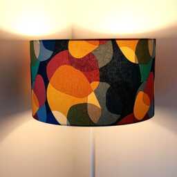 Retro 60S 70S Style Abstract Orange , Blue, Yellow Fabric Handmade Lampshade - thumbnail 4
