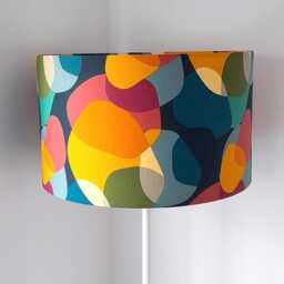 Retro 60S 70S Style Abstract Orange , Blue, Yellow Fabric Handmade Lampshade - thumbnail 2