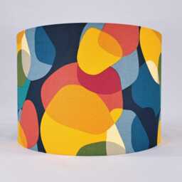 Retro 60S 70S Style Abstract Orange , Blue, Yellow Fabric Handmade Lampshade - thumbnail 3