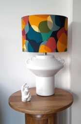 Retro 60S 70S Style Abstract Orange , Blue, Yellow Fabric Handmade Lampshade - thumbnail 1