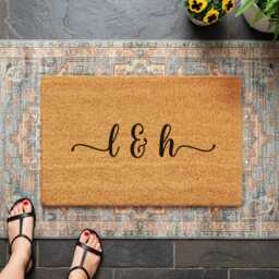 Personalized Initials Doormat - Custom Monogram Welcome Mat For Front Door Housewarming Gift Coir Non-Slip Fall Decor Couples - thumbnail 2