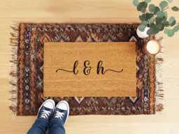 Personalized Initials Doormat - Custom Monogram Welcome Mat For Front Door Housewarming Gift Coir Non-Slip Fall Decor Couples - thumbnail 1