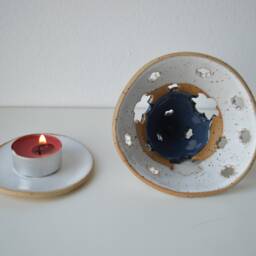 Handmade Candleholder With Flowers, Speckled Tealight Holder, Ceramic Lantern, , Christmas Gift - thumbnail 2
