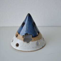 Handmade Candleholder With Flowers, Speckled Tealight Holder, Ceramic Lantern, , Christmas Gift - thumbnail 4