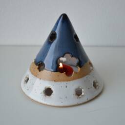 Handmade Candleholder With Flowers, Speckled Tealight Holder, Ceramic Lantern, , Christmas Gift - thumbnail 3