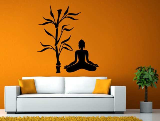 Bamboo Asian Tree Indian God Zen Yoga Poses Namaste Om Lotus Meditation Mantra Buddhism Diy Wall Stickers Decals Vinyl Mural Decor Art L2165 - image 1