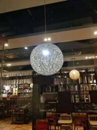 Handwoven Globe Pendant Light White Paper Rope Chandelier