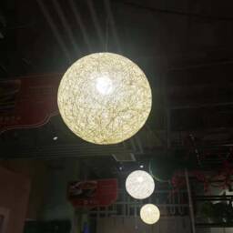 Handwoven Globe Pendant Light White Paper Rope Chandelier - thumbnail 3