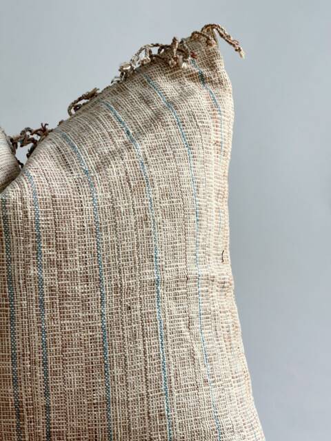 "Handwoven Hemp Pillow Cover Karen Tribal Design - 26"" X 26" - image 1