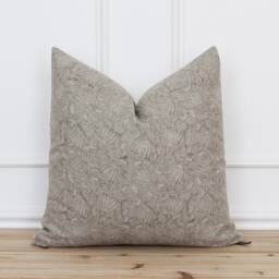 Hand Blocked Floral - Tan Neutral Pillow Cover Brown Throw Wren - thumbnail 2