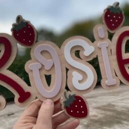 Personalised Acrylic & Oak Cherry Name Sign Kids Room Decor - thumbnail 2