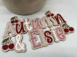 Personalised Acrylic & Oak Cherry Name Sign Kids Room Decor - thumbnail 1