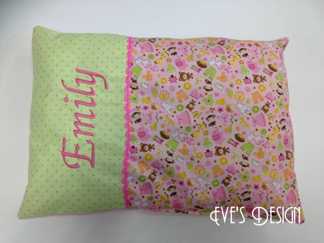 "Personalized Baby Girl Pillow ""Pink Green"