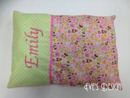 "Personalized Baby Girl Pillow ""Pink Green"