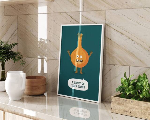 Funny Onion Wall Art I Feast On Your Tears Humorous Quote Kitchen Decor Quirky Vegetable Print Gift For Food Lovers & Home Chefs - image 1
