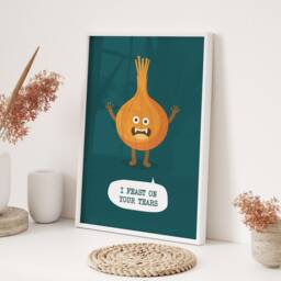 Funny Onion Wall Art I Feast On Your Tears Humorous Quote Kitchen Decor Quirky Vegetable Print Gift For Food Lovers & Home Chefs - thumbnail 3