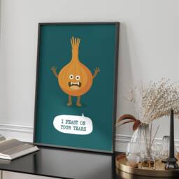Funny Onion Wall Art I Feast On Your Tears Humorous Quote Kitchen Decor Quirky Vegetable Print Gift For Food Lovers & Home Chefs - thumbnail 2