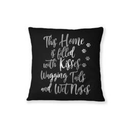 Dog Lover Pillow Kisses, Wagging Tails, Wet Noses - Handmade Cotton Cushion - thumbnail 1