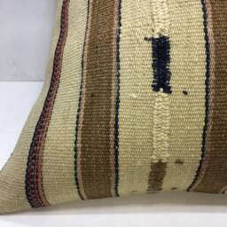 Vintage Turkish Kilim Pillow Cover, Handwoven Ethnic Cushion, 24x24 - thumbnail 3