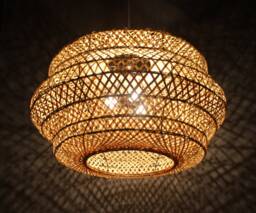 Bamboo Pendant Light Rustic Tower Lighting, 22.5 Inch Diameter - thumbnail 1