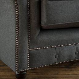 2 Seater Charcoal Grey Herringbone Wool Chesterfield Sofa, British Handmade - thumbnail 4