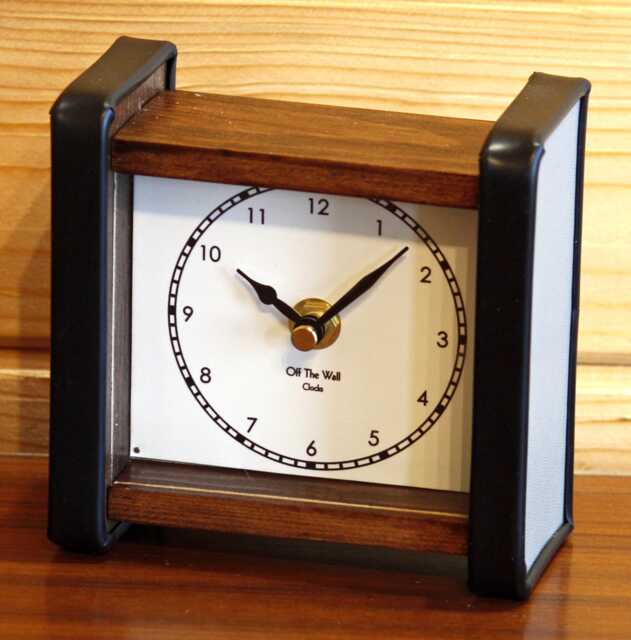 Vintage Style Mantel Clock - New 13cm Handmade Mid Century Retro Unique Grey Yellow Wooden Desk Gift Off The Wall Clocks - image 1