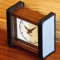 Vintage Style Mantel Clock - New 13cm Handmade Mid Century Retro Unique Grey Yellow Wooden Desk Gift Off The Wall Clocks - thumbnail 2