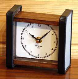 Vintage Style Mantel Clock - New 13cm Handmade Mid Century Retro Unique Grey Yellow Wooden Desk Gift Off The Wall Clocks - thumbnail 1