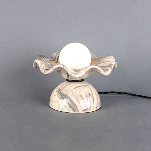Rivale Table Lamp With Wavy Marbled Ceramic Shade 8.25 - image 1