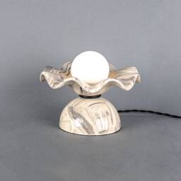 Rivale Table Lamp With Wavy Marbled Ceramic Shade 8.25