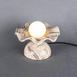 Rivale Table Lamp With Wavy Marbled Ceramic Shade 8.25 - thumbnail 3