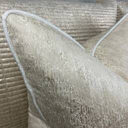 Blake Cream Luxury Cushion Cover White Piping Pillow Sham Beaumont Textiles Fabric Handmade in UK Bespoke Sizes - thumbnail 4