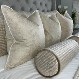 Blake Cream Luxury Cushion Cover White Piping Pillow Sham Beaumont Textiles Fabric Handmade in UK Bespoke Sizes - thumbnail 3