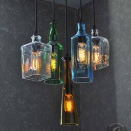 Theglendora-Recycled Bottle Light Chandelier, Rustic Chandelier, Farmhouse Light, Custom Chandelier, Custom Lighting, Modern Farmhouse, Boho Light - thumbnail 2