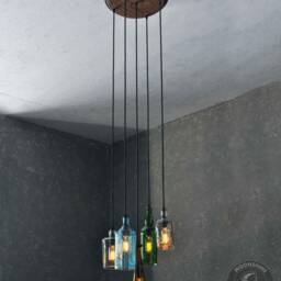 Theglendora-Recycled Bottle Light Chandelier, Rustic Chandelier, Farmhouse Light, Custom Chandelier, Custom Lighting, Modern Farmhouse, Boho Light - thumbnail 3