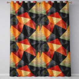 Hexagon Mosaic Colorful Geometric Pattern Seamless Readymade Eyelet Ring Top Thermal 100% Blackout Curtains - thumbnail 2