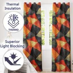 Hexagon Mosaic Colorful Geometric Pattern Seamless Readymade Eyelet Ring Top Thermal 100% Blackout Curtains - thumbnail 3