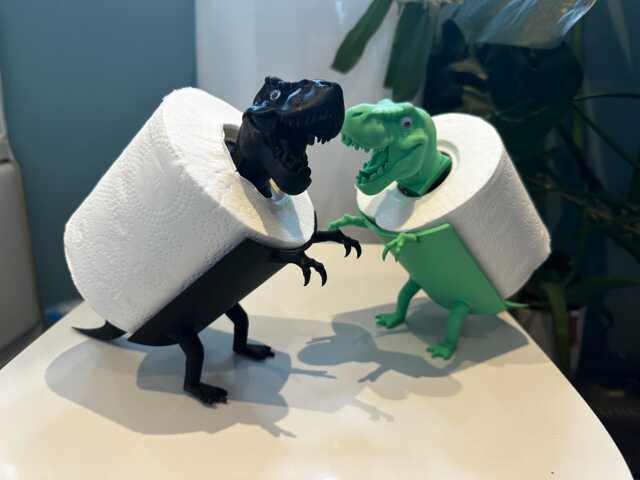 Funny T-Rex Toilet Paper Holder 3D Printed Dinosaur Bathroom Decor - image 1
