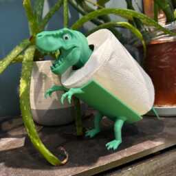 Funny T-Rex Toilet Paper Holder 3D Printed Dinosaur Bathroom Decor - thumbnail 3
