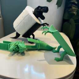 Funny T-Rex Toilet Paper Holder 3D Printed Dinosaur Bathroom Decor - thumbnail 2