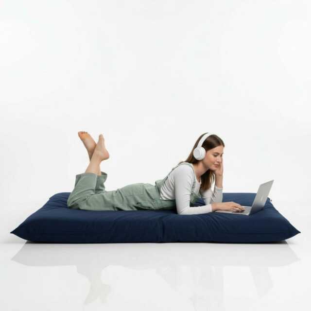 Bean Bag Navy Blue Floor Cushion Large Polyester Pillow - image 1