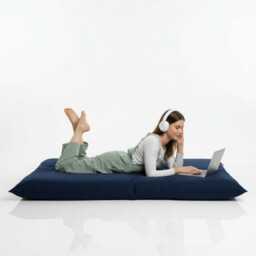 Bean Bag Navy Blue Floor Cushion Large Polyester Pillow - thumbnail 1