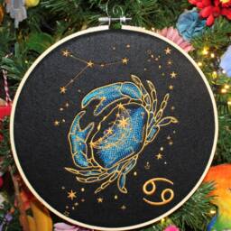 Cancer Zodiac Sign Embroidery Hoop Art Constellation Wall Decor - thumbnail 2